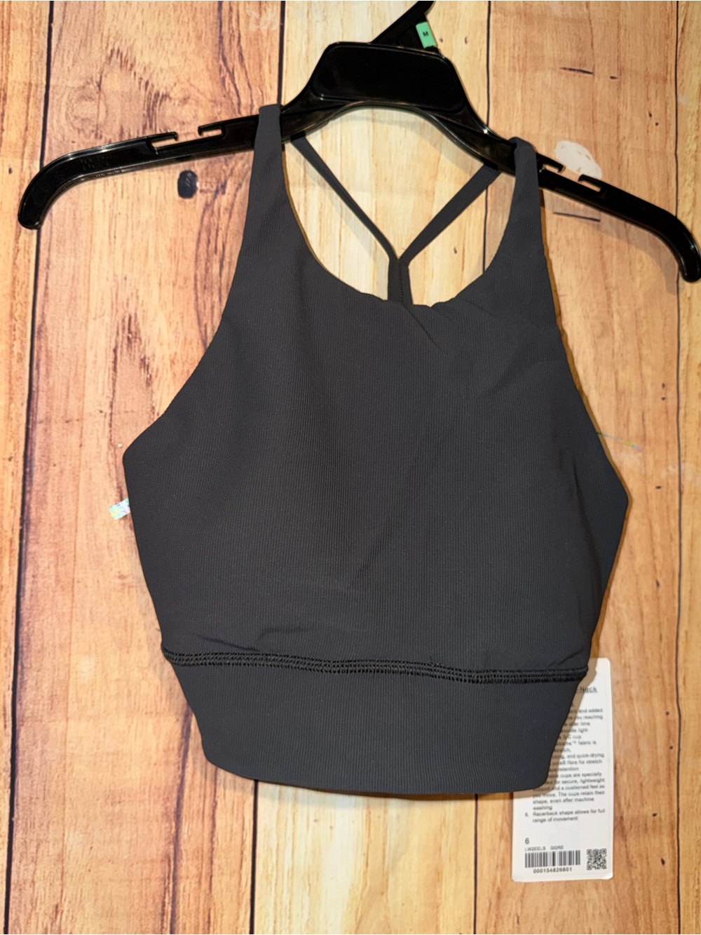 Lululemon Size 6 Racerback High-Neck Longline Train Bra NWT Removable Pads Gray